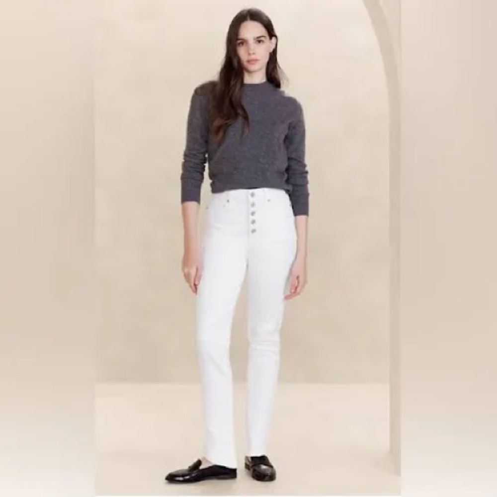 Banana Republic ultra high rise slim cigarette button fly white jeans size 27